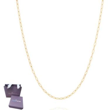 Imagem de Cordão Unissex Elo Cadeado Oval Banhado A Ouro 18k Rommanel