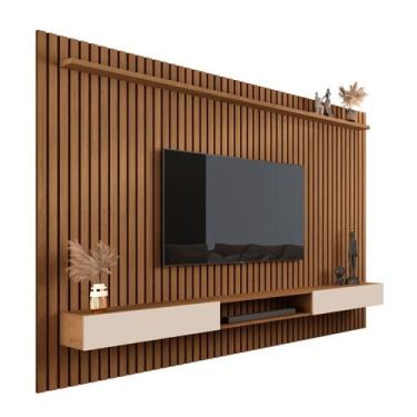 Imagem de Painel Ripado Com Nicho Bancada Amadeirado Para Sala 2m Versatil Tv At