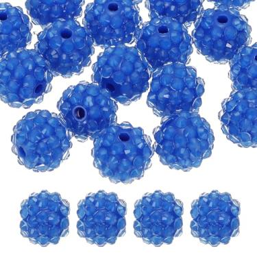 Imagem de PATIKIL Contas de strass de resina de 14 mm para caneta com contas, pacote com 20 bolas de discoteca brilhantes redondas focais contas de chiclete para fazer joias, artesanato, colar, pulseiras de