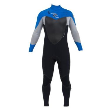 Imagem de Rip Curl 4/3 mm Flash Bomb Plus Peito Zip Terno, 2GG, Preto/Azul/Prata