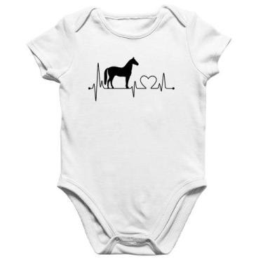 Imagem de Body Bebê Algodão Cavalo Batimentos Cardíacos - Foca na Moda, Branco, 