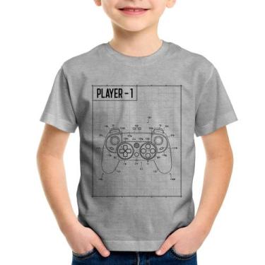 Imagem de Camiseta Infantil Player 1 Controle Joystick - Foca na Moda, Cinza, 4