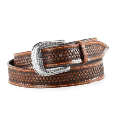 Imagem de Cinto Country Cowboy Peão Em Couro Entalhado Arame Masculino Feminino 