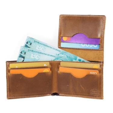 Imagem de Carteira Masculina Slim Pequena Couro Porta Cartão Cnh Notas - Pampas 