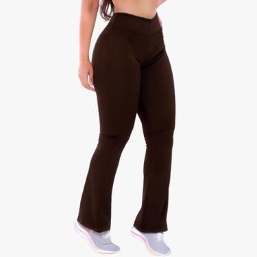 Imagem de Calça Flare Bailarina Peluciada Cintura Alta Forrada Flanelada Grossa 