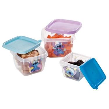 Imagem de Conjunto c/ 3 Potes Plástico Conect Personagem Disney Stitch - Plasúti