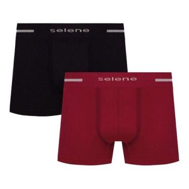 Imagem de Kit 2 Cueca Box Boxer Microfibra Selene Masculina Original, Preta com 