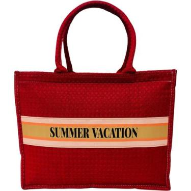 Imagem de Bolsa Tote Feminina Vermelha Verão Praia Férias Casual Viagem - Lis