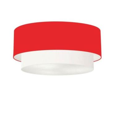 Imagem de Plafon Duplo Cilíndrico Vivare Md-3024 Cúpula Tecido 60x50cm - Bivolt,