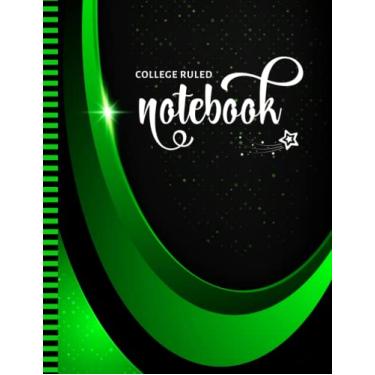 Imagem de College Ruled Notebook: Large 8.5x11 Composition Book / 100 Sheets (200 Pages) / Numbered Pages/Note Taking Gift For Back To School - Writing/Dark Green 3D Geometric Curve Art on Black