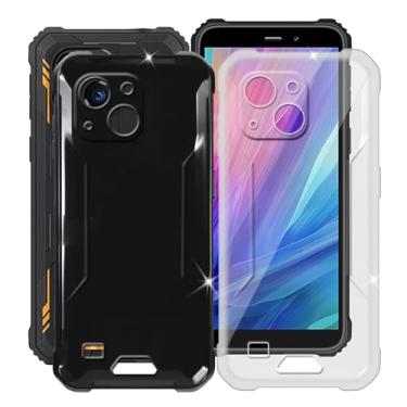 Imagem de HGJTFANY Capa de telefone para Oukitel WP32 (15 cm), silicone macio ultrafino [à prova de choque X antiarranhões] Capa traseira de TPU flexível para Oukitel WP32 - Capa transparente + preta