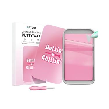 Imagem de ARTDOT Cera de massa de adsorção forte para kits de pintura de diamante para adultos, cola de tamanho grande com caixa de armazenamento selada para acessórios e ferramentas de arte de diamante (rosa)