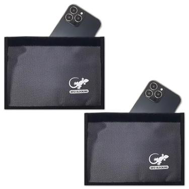 Imagem de Duas bolsas Faraday antirastreamento GPS bloqueador de sinal RFID bolsas protetoras (x2) capas protetoras para celular chave de carro FOB, privacidade de dados, segurança de dispositivo eletrônico