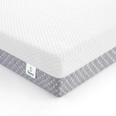Imagem de Dourxi Colchão mini para berço, 96 x 61 cm x 10 cm, espuma viscoelástica de gel confortável dupla face, colchão de bebê premium respirável para berços mini e portáteis com capa externa removível