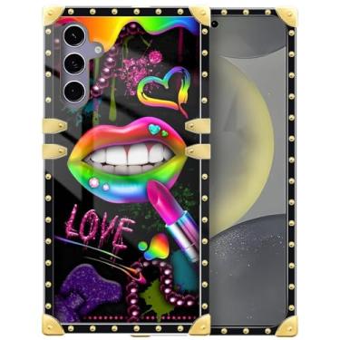 Imagem de Yuning419 Capa compatível com Samsung Galaxy S25, capas para lábios de batom para meninas e mulheres, capa protetora de TPU macio de luxo à prova de choque rígida PC traseira para Samsung Galaxy S25