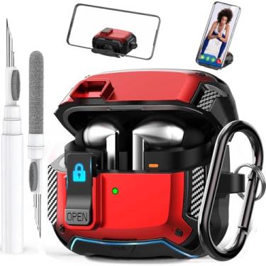 Imagem de Capa para Galaxy Buds 3 Pro/3/3 FE com suporte de telefone e clipe de bloqueio, à prova de choque para Samsung Galaxy Buds 3 FE/3/3 Pro, capa rígida protetora com mosquetão e kit de limpeza para