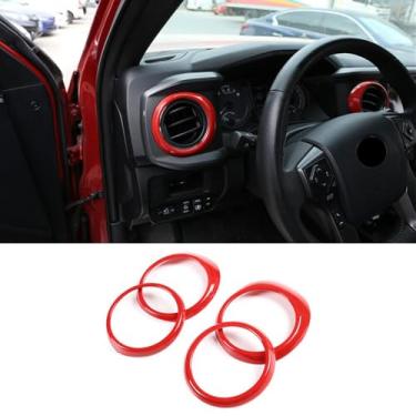 Imagem de HAGEZA Acabamento de anel de saída de ventilação lateral para console de 4 peças, adequado para Toyot-a Tundra 2014-2021, detalhes de ventilação de ar condicionado moldura anel de ventilação tampa