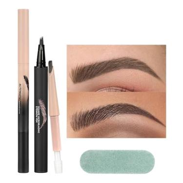 Imagem de Lápis de sobrancelha microblading, conjunto de para sobrancelha, de sobrancelha líquida atualizada, Brush de lágrimas de lágrima, aplicador de ponta de micro-fork de 4 pegadas, permaneça o dia todo, s