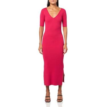 Imagem de BOSS Vestido feminino midi de viscose elástica, Vermelho Jazzy, M