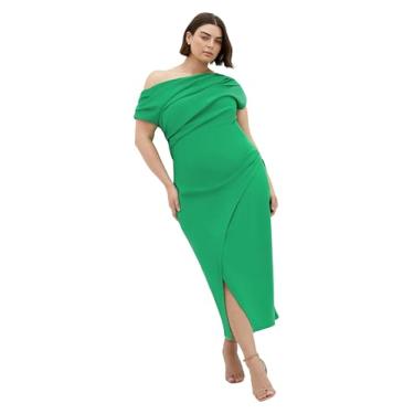 Imagem de City Chic Vestido feminino plus size - ombro de fora atrevido, Verde Kelly, 54