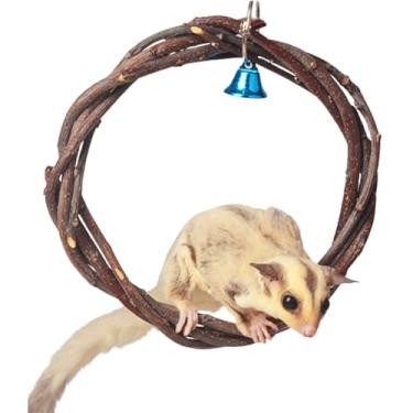 Imagem de Copfeu Sugar Glider Brinquedo balanço, suprimentos para animais pequenos, acessórios de gaiola, esquilo de madeira de maçã, hamster, brinquedos de escalada, plataforma de brinquedo de escada de