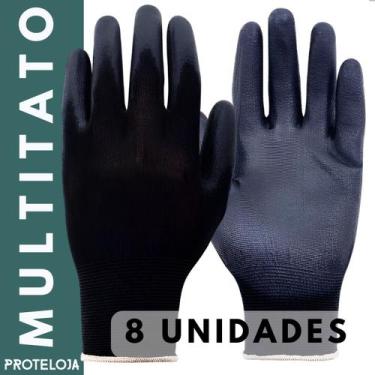 Imagem de Kit  8 Luva Multitato Emborrachada Pu Montagem Multiuso Epi - Proteloj