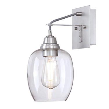 Imagem de Westinghouse Lighting 6574000 Luminária de parede interna de uma luz Eldon, acabamento em alumínio com vidro transparente, níquel escovado