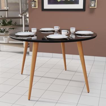Imagem de Mesa De Jantar Redonda 4 Lugares Com Pés Palito MDF
