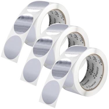 Imagem de Perco Etiquetas adesivas redondas de prata metálica de 5 cm para convites de casamento - Pacote com vários rolos (3 rolos, 500 etiquetas cada) - Adesivo permanente, cores vibrantes, perfurado para