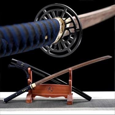 Imagem de Estilo japonês iaido samurai espada, katanas reais, 103cm Natural Rosewood Bokken com bainha de tinta de madeira maciça, Katana feita à mão para treinamento Kendo, cosplay, decoração de casa