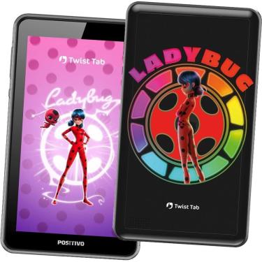 Imagem de Tablet Infantil Positivo Twist Tab Ladybug + com 2 Capas de Proteção 2GB RAM + 64GB Tela 7” Android 11 Go Bateria 3100mAh - Preto