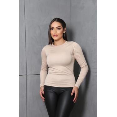 Imagem de Blusa Feminina Térmica Manga Longa Lisa Básica Gola Redonda - Shop Lui