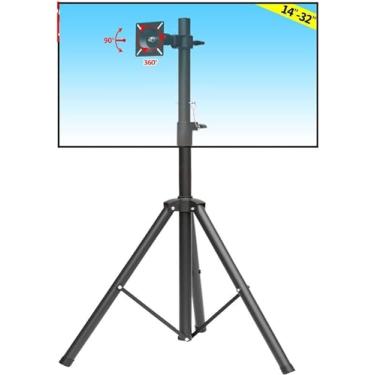 Imagem de CUTPOIY Suporte de parede para TV ajustável, suporte de tripé de TV portátil com suporte giratório 360 e inclinação para monitor de 14 a 32 polegadas para TVs de 26 a 70 polegadas