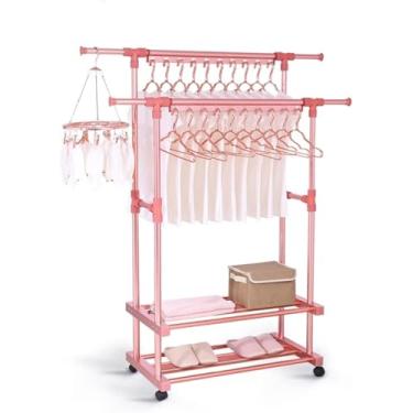 Imagem de AKALNNB Hes Airer Suporte dobrável de 3 camadas para secadora de roupas com rodízios, suporte de trilho com rodízios, prateleira de secagem de roupa ()