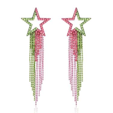 Imagem de Brincos femininos de borla, brincos de orelha de estrela, brincos pendentes de cristal, boho, cachoeira, frisado, franja, brinco, one size, Metal, Sem pedra preciosa