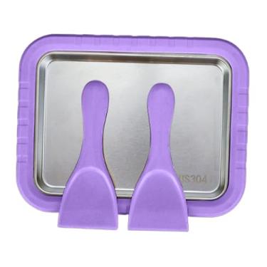 Imagem de IEUDNS Máquina de sorvete em rolo, placa fria instantânea, máquina de iogurte congelado, smoothies faça você mesmo para festas, família, casa, sorvete, Roxo