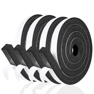 Imagem de fowong Kit De Vedação Janela Ar Condicionado, 1 Polegada X Polegada, Fita Adesiva Espuma Alta Resiliência Para 6,5 Pés Comprimento (6,5 4 Rolos, Preto)