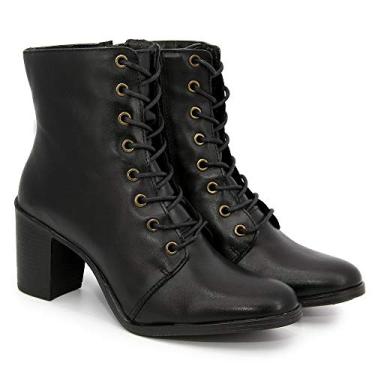 Imagem de Bota Botinha Feminina de Amarrar Salto Alto Firenze Dt Griffe9032 (36, Preto)