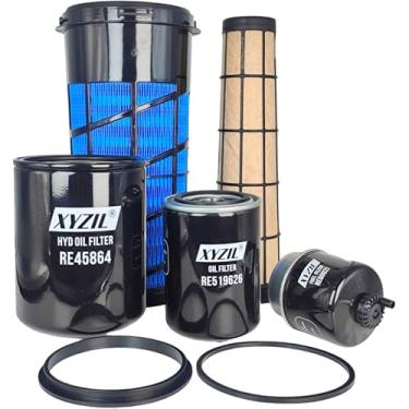 Imagem de XYZIL Kit de filtro de serviço compatível com trator John Deere 5045E 5055E 5065E 5075E com motor T2 e IT4 RE282286 RE282287 RE60021 RE519626 RE45864 Filtro de óleo hidráulico de ar primário