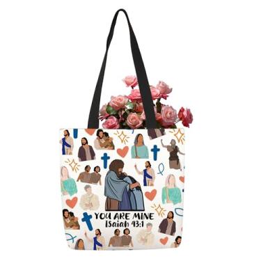 Imagem de TOBGBE Chos-n Merchandise Christian Gifts You Are Mine Isaiah 43:1 sacola com zíper Jesus igreja presente bolsa religiosa, You Are Mine M Te