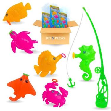 Imagem de Kit 5 Pescaria Pega Peixe Brinquedo Infantil C/Vara De Pesca - Europio