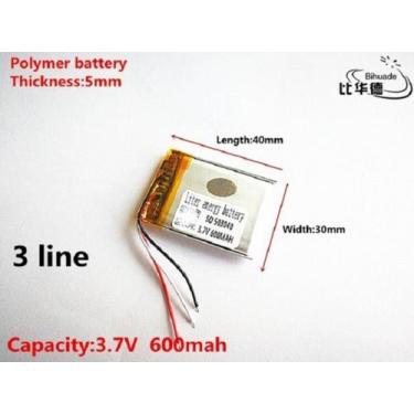 Imagem de Bateria  3,7v 600mah Com 3 Fios 5mm X 30mm X 40mm 503040 .. - bgb