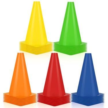 Imagem de Hoteam 30 peças de cones de trânsito de 23 cm de plástico esportivo agilidade treinamento de segurança equipamentos de treino de futebol para exercícios de basquete, futebol, atividades ao ar livre e