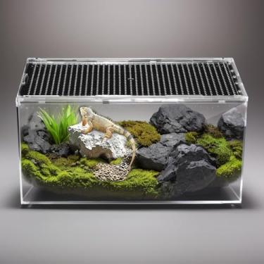 Imagem de Terrário de PC para répteis, adequado para lagartixas leopardo, lagartos, tarântulas, caranguejos eremitas, sapos, tanque de caranguejo eremita, tanque de aranha ideal, compartimento de aranha