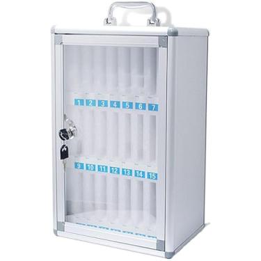 Imagem de Fechaduras De Móveis Caixa De Depósito De Cofre Para Celular Trsparent Lockable Student Staff Armazenamento De Celular Caixa Armário De Armazenamento Restaurt, Silver, 48