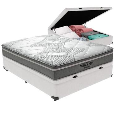 Imagem de Cama Box Baú Viúvo Colchão Ibiza Molas V-tech 128x188x22, Branco