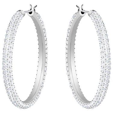Imagem de SWAROVSKI Brincos de argola banhados a ródio com cristal Swarovski Branco