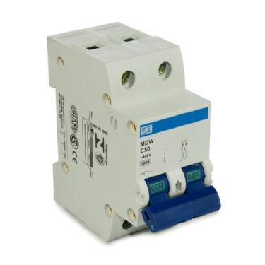 Imagem de Disjuntor 50A Bipolar Weg Mini DIN MDW C50 5kA Curva C