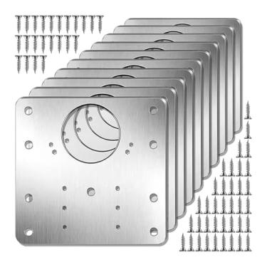 Imagem de Ｂｅｓｇａ 10x Placas de reparo de dobradiças de armário de cozinha de aço inoxidável Suportes de fácil instalação Dobradiças Placas de reparo de fixação