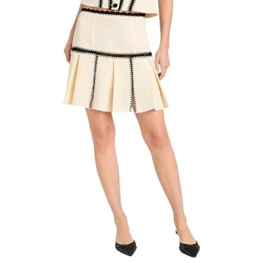 Imagem de Cinq à Sept Saia feminina de crochê Sinclaire, Gardênia/preta, 50